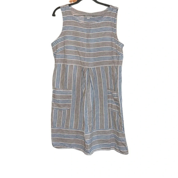 J. Jill Pure Linen Sleeveless Striped Dress Size Large - Picture 3 of 8